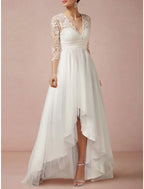 Mature Wedding Dresses For Elegant Brides V Neck Chiffon Gown With Pleats Ruched And Asymmetrical Details