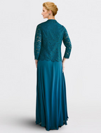 A-Line Mother of the Bride Dress Plus Size Elegant Jewel Neck Floor Length Chiffon Lace Sleeveless