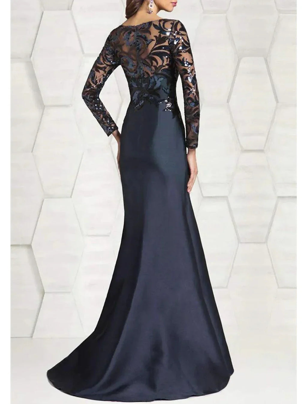 Mother Of The Bride Dress Mermaid Silhouette With Sparkle Satin Sequins Floor Length Jewel Neck For Mothers Of The Bride