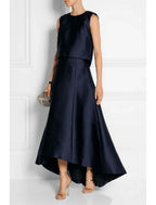 Two Piece Mother Of The Bride Dress Elegant Sheath Gown High Low Taffeta Jewel Neck Sleeveless