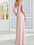 Lux Floral Illusion Neck Floor Length Sheath Evening Dress For Brides Engagement Gown With Ruffles Appliques
