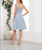 Mother of the Bride or Groom Dresses Two Pieces Knee Length Lace Chiffon Formal Dress Wedding Guests Dresses