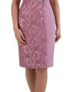 Mother Of The Bride Dress Knee Length Chiffon Lace Short Sleeve With Crystal Brooch For Elegant Wedding Moms