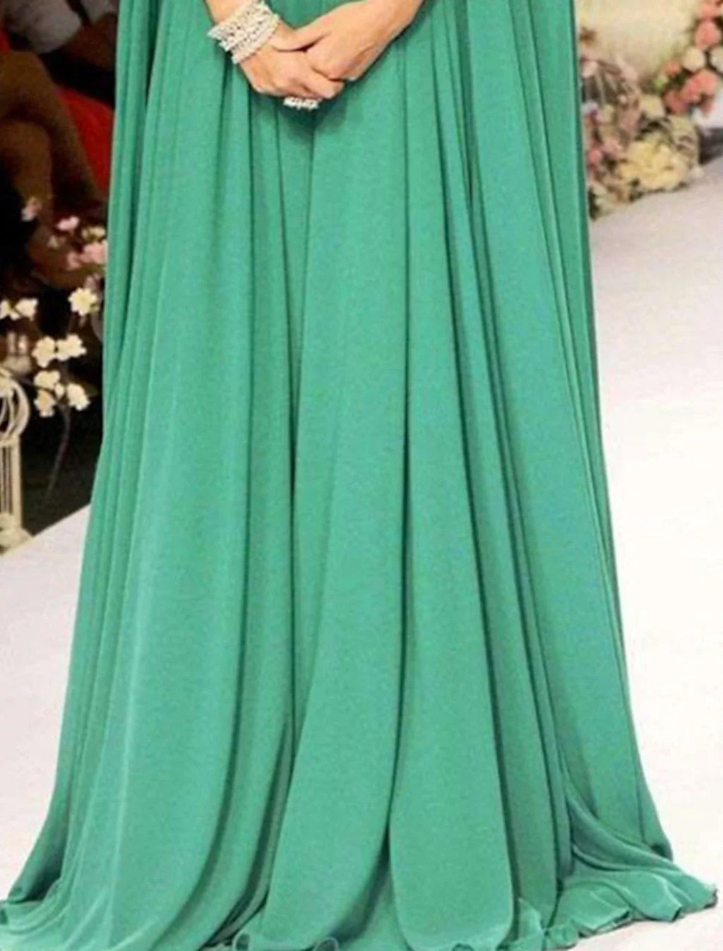 A-Line Chiffon Evening Gown With Appliques, Floor Length Sleeveless High Neck For Christmas Wedding Guests