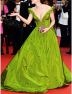 Ball Gown Evening Dress Red Carpet Prom Dress For Women Off Shoulder Taffeta Bow Ruched Sweep Train
