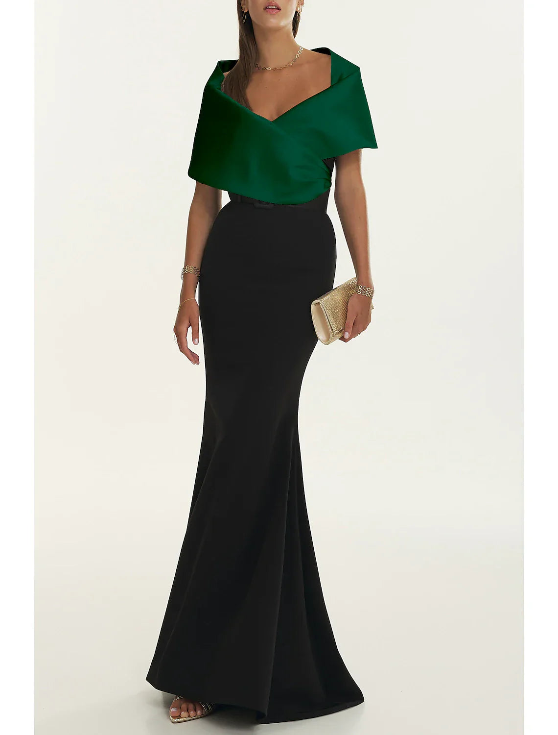 Mermaid Black Dress Evening Gown For Formal Events With Off Shoulder Elegant Satin Pleats Belt Sash