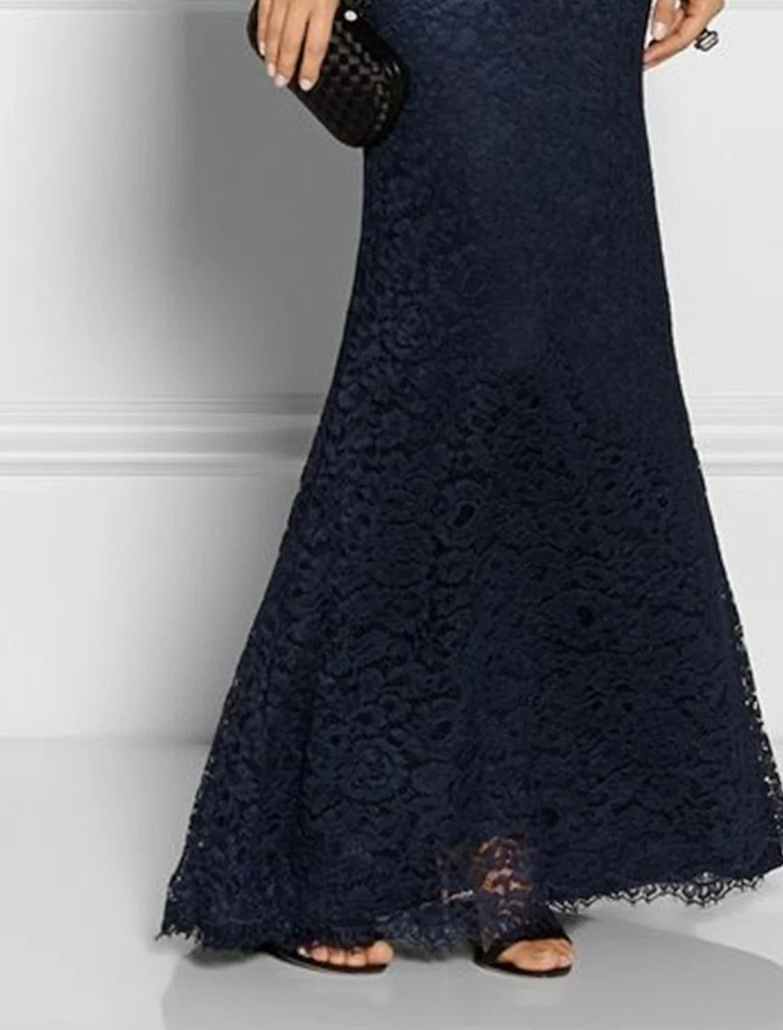 Mother Of The Bride Dress Mermaid Silhouette Floor Length Lace Long Sleeve Jewel Neck Elegant For Mothers Of The Bride