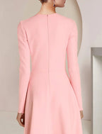 Mother Of The Bride Dress A Line Elegant High Low Scoop Neck Long Sleeve Stretch Fabric With Ruffles For Weddings