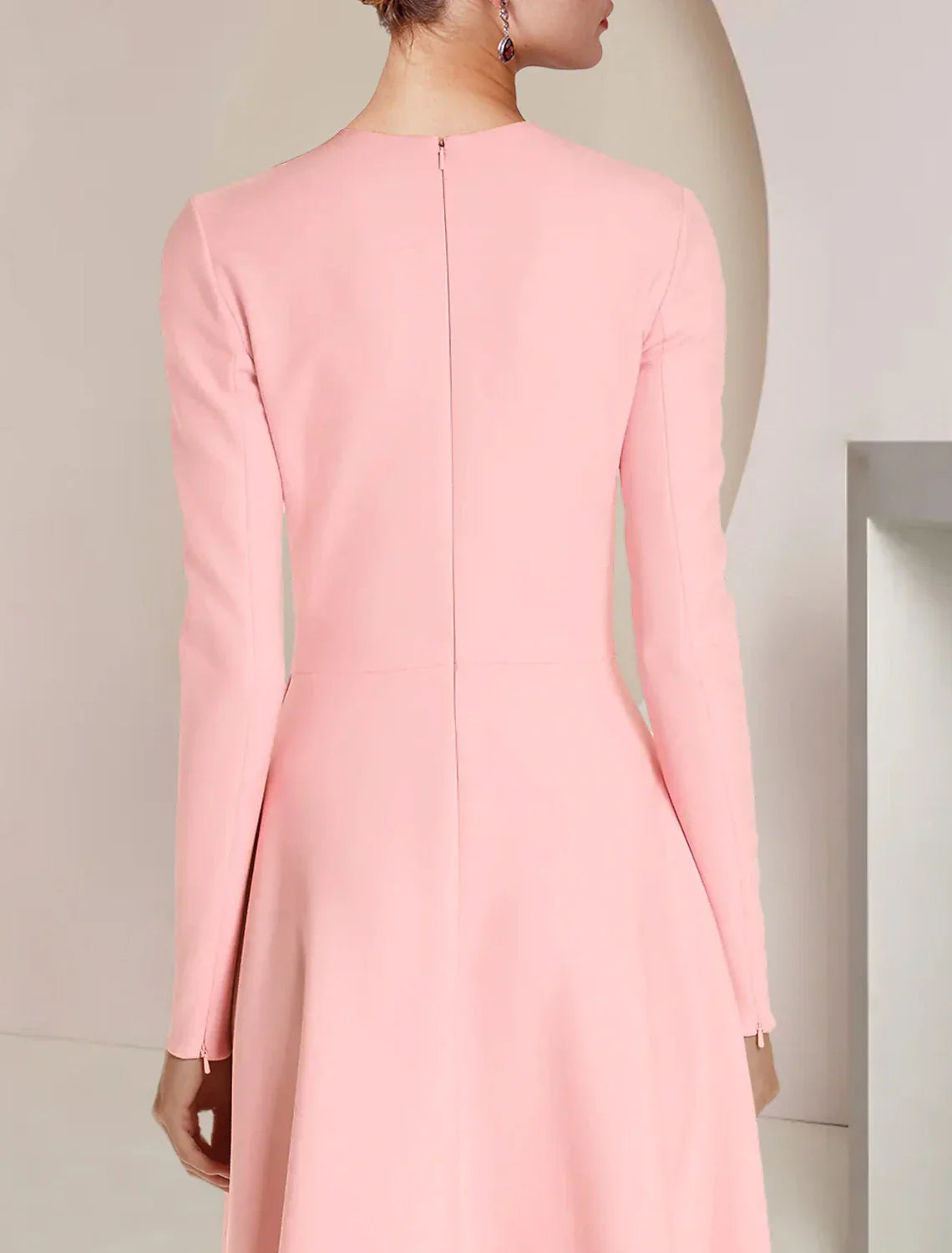 Mother Of The Bride Dress A Line Elegant High Low Scoop Neck Long Sleeve Stretch Fabric With Ruffles For Weddings