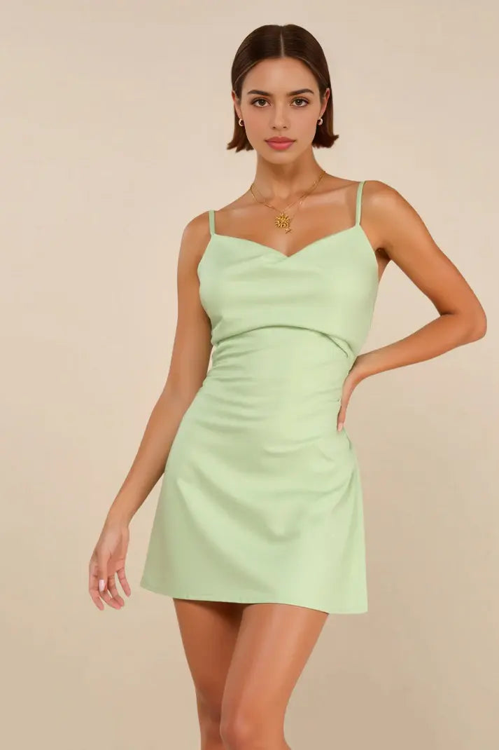 JiesenDress Chic Mini Dress For Homecoming With V Neck Backless Spaghetti Straps Floral Embellishment