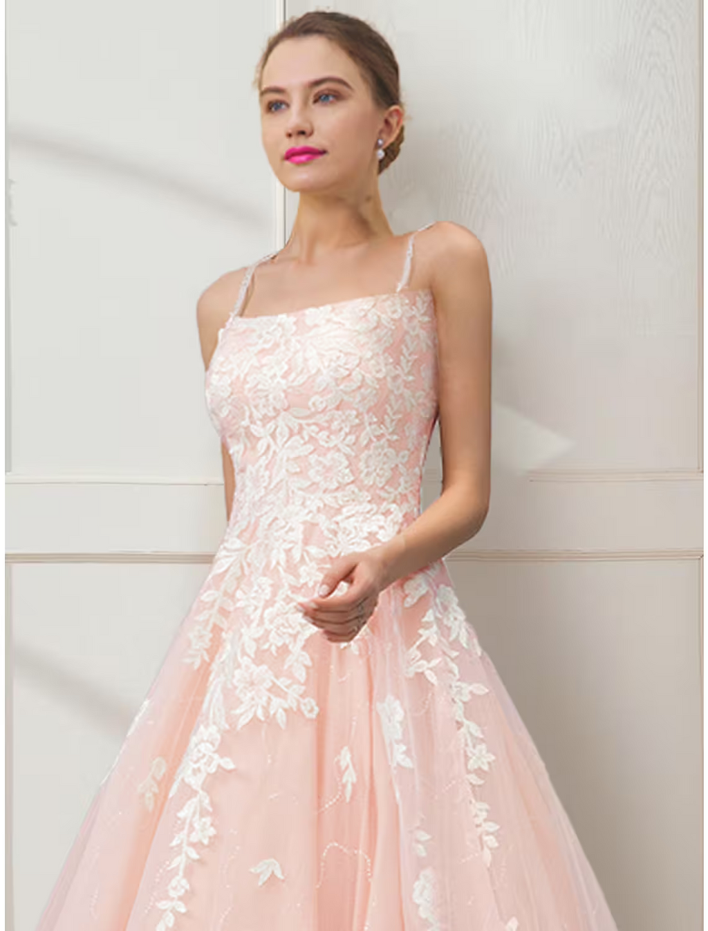 Ball Gown Prom Dresses Floral Dress Masquerade Floor Length Sleeveless Spaghetti Strap Tulle Crisscross Back with Embroidery