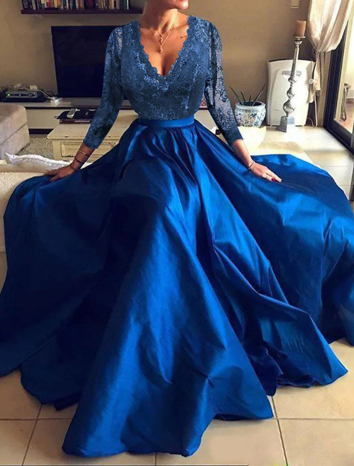 A-Line Evening Gown Floral Dress For Women Glamorous Formal Event Floor Length Tulle With Pleats And Appliques