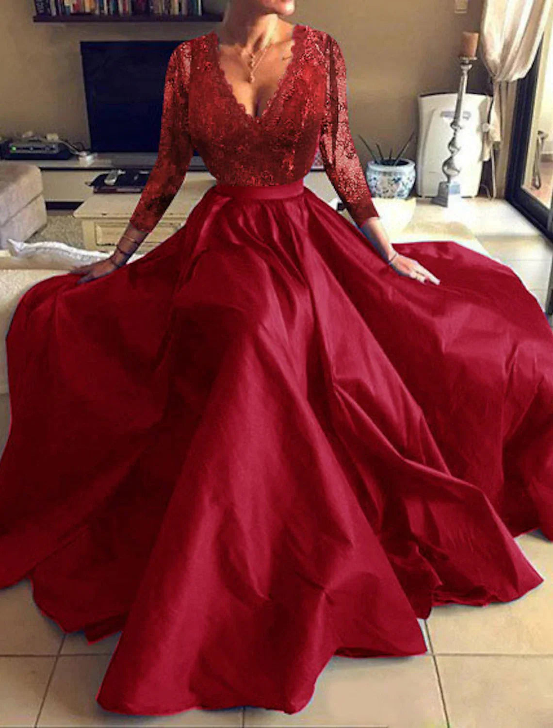 A-Line Evening Gown Floral Dress For Women Glamorous Formal Event Floor Length Tulle With Pleats And Appliques