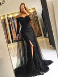 Elegant Trumpet Mermaid Lace Wedding Dress With Long Sleeves Sweep Train Off Shoulder For Brides