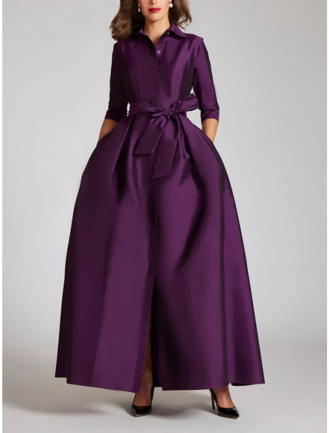 Satin A Line Evening Gown Minimalist Black Christmas Dress For Women Luxurious Floor Length