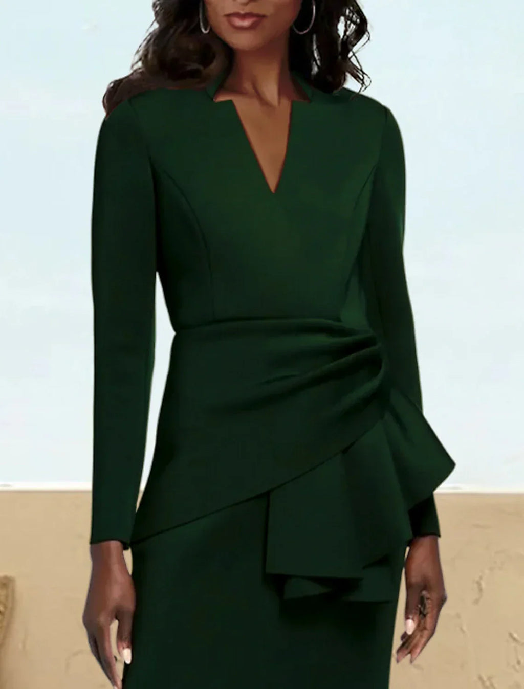 Mother Of The Bride Dress A Line Satin V Neck Floor Length Long Sleeve Ruching Elegant Formal Gown For Mothers