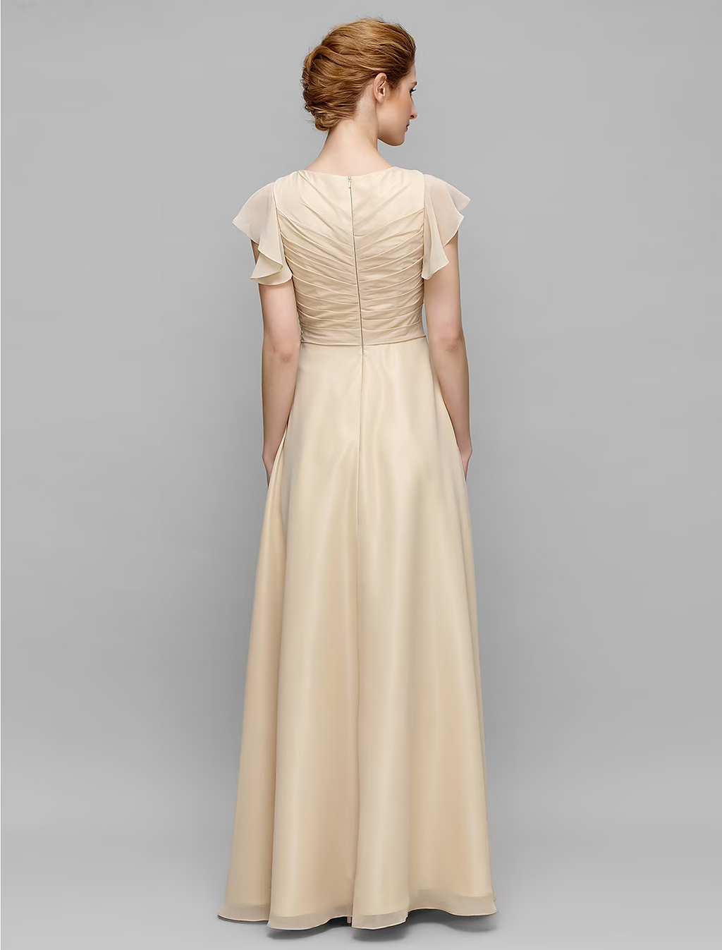 Mother of the Bride Dress Plus Size Elegant V Neck Floor Length Chiffon Sleeveless with Criss Cross Appliques