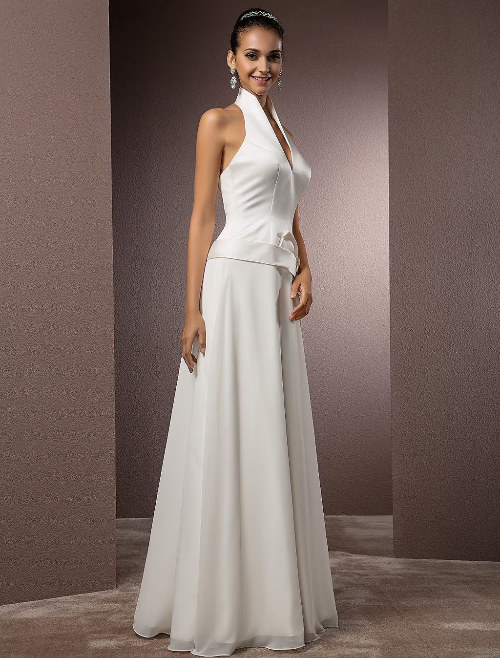 Wedding Dresses Floor Length Regular Straps Chiffon With Sash Ribbon