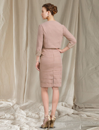 Two Piece Mother of the Bride Dress Church Elegant Knee Length Chiffon Short Sleeve Wrap Included with Tier