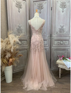 Prom Dresses Dress Party Wear Sleeveless V Neck Tulle with Appliques