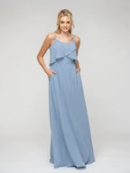 Ruffles Bodice A-Line Chiffon Bridesmaid Dress For Elegant Bridal Party With Flowy Skirt
