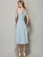 A-Line/Princess V-neck Sleeveless Pleats Short Chiffon Bridesmaid Dresses