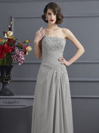 A-Line/Princess One-Shoulder Sleeveless Beading Long Chiffon Mother of the Bride Dresses