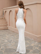 Mermaid Black Dress Floor Length Gown With Sequins And Fringe Beading For Wedding Guests And Partygoers