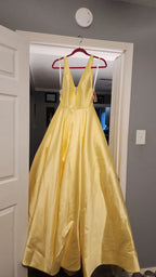 Satin A-Line Deep V-Neck Sleeveless Zipper-Back Floor-Length Prom Dress
