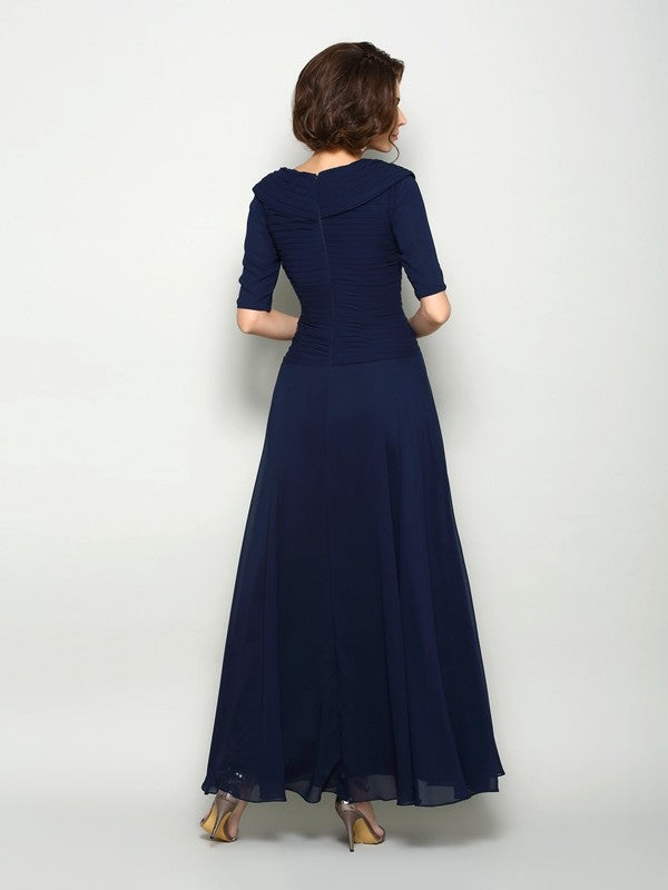 Sheath/Column V-neck 1/2 Sleeves Short Chiffon Mother of the Bride Dresses