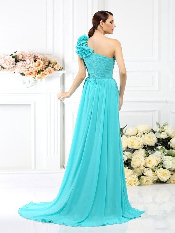 Elegant A Line One Shoulder Pleated Chiffon Bridesmaid Dresses For Flattering Long Look