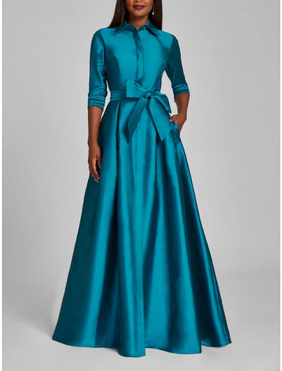 Satin A Line Evening Gown Minimalist Black Christmas Dress For Women Luxurious Floor Length