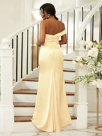 Elegant Ruched One Shoulder Sleeveless Bridesmaid Dresses With Sweep Train For Bridesmaids Wedding Party