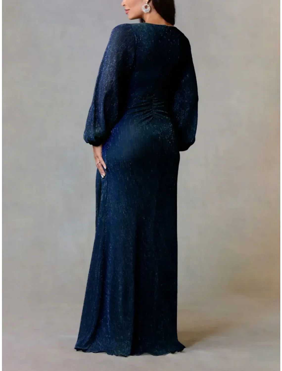 Mother Of The Bride Dress A Line Chiffon V Neck Long Sleeve Floor Length Ruched Elegant Gown