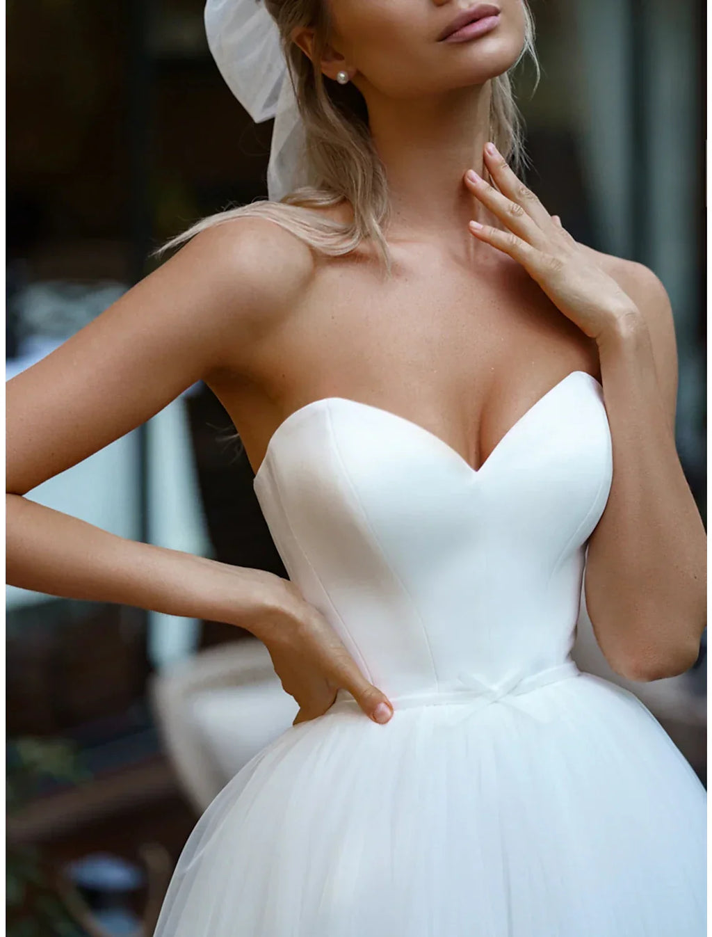 Elegant A Line Satin Wedding Dress For Brides Off Shoulder Long Sleeve Court Train With Sash