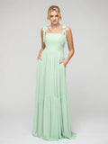 Bridesmaid Dresses Open Back Chiffon Tiered Smock Tied Strap Design For Bridesmaids
