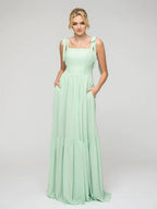 Bridesmaid Dresses Open Back Chiffon Tiered Smock Tied Strap Design For Bridesmaids