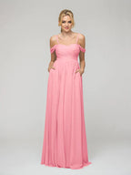 Bridesmaid Dresses Cold Shoulder Chiffon With Draped Bodice For Bridesmaids Elegant Wedding