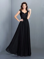 Bridesmaid Dresses Elegant A Line Princess Lace Sleeveless Long Chiffon For Wedding Party