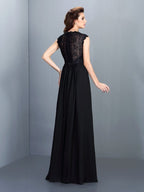 Bridesmaid Dresses Elegant A Line Princess Lace Sleeveless Long Chiffon For Wedding Party