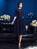 A-Line/Princess Jewel Lace 1/2 Sleeves Short Lace Mother of the Bride Dresses