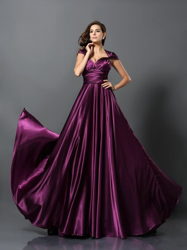 Elegant A-Line Pleated Sleeveless Bridesmaid Dresses With Convertible Silky Satin Look For Bridesmaids