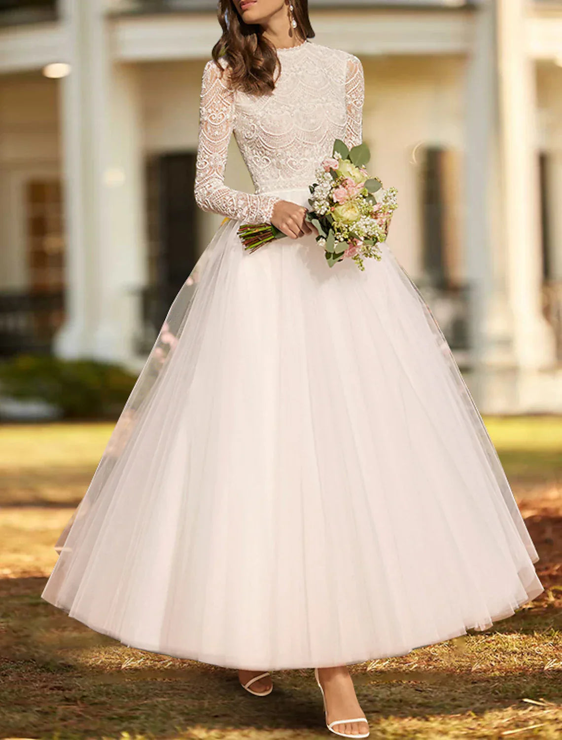 Timeless Vintage 1940s 1950s Satin Bridal Gown With Appliques Long Sleeve Ball Gown Ideal For Vintage Weddings