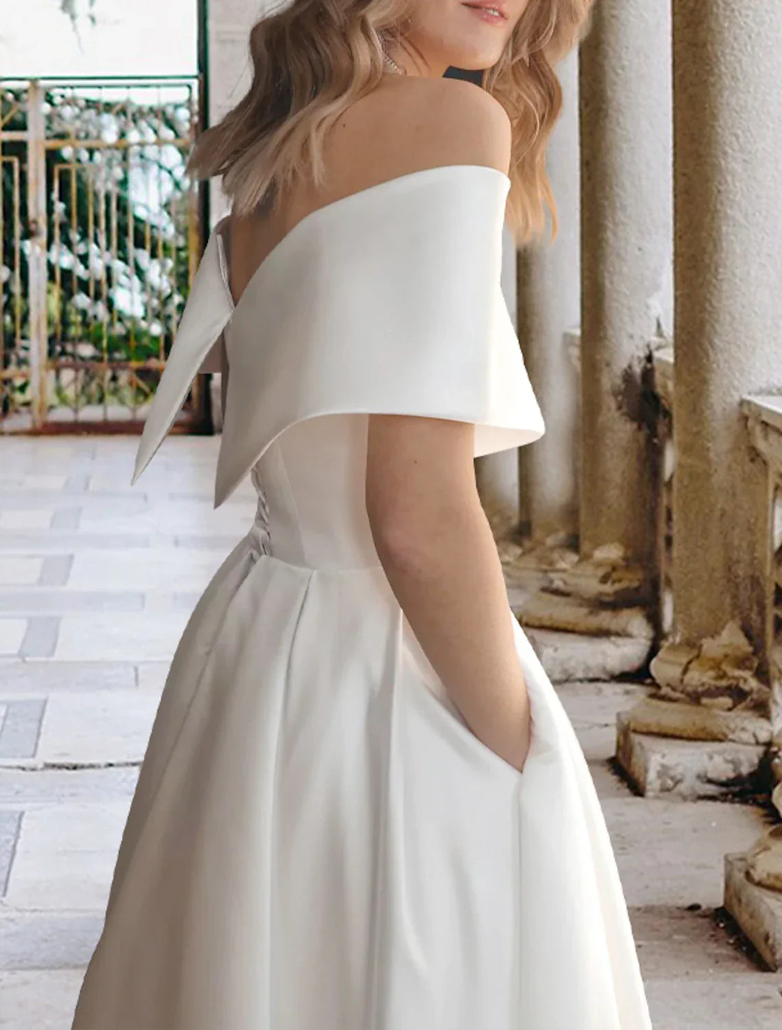 Little White Wedding Dress For Reception Elegant A Line Satin Tea Length Gown With Pleats For Brides
