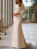 Open Back Hall Glamorous Wedding Dress Mermaid Trumpet Gown With Beading Long Sleeve Brush Train For Brides