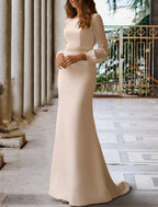 Open Back Hall Glamorous Wedding Dress Mermaid Trumpet Gown With Beading Long Sleeve Brush Train For Brides