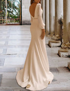 Open Back Hall Glamorous Wedding Dress Mermaid Trumpet Gown With Beading Long Sleeve Brush Train For Brides