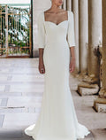 Mermaid Trumpet Wedding Dress With Stretch Fabric Half Sleeve Sweetheart Neckline Sweep Train For Modern Brides