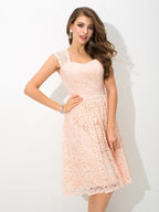 Bridesmaid Lace Dress A Line Sleeveless Strappy Princess Style Elegant Gown For Wedding Party