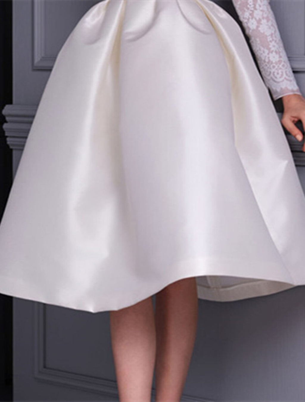 A Line Cocktail Dress Elegant 1950s Style Satin Knee Length Long Sleeve Jewel Neck For Wedding Guests
